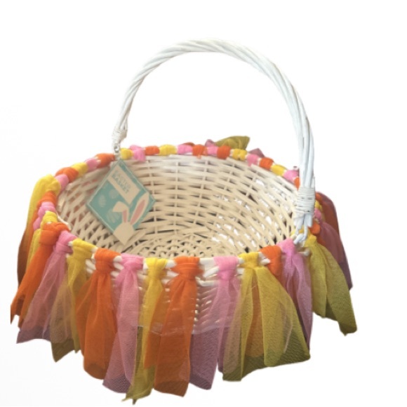 Other - Colorful Woven Kids Basket with Tulle Accents